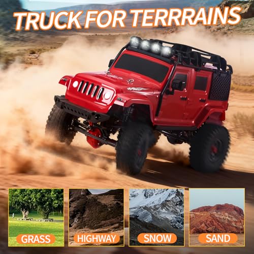 1:10 Scale RC Rock Crawler 4x4 - Hobby Grade All-Terrain RC Truck with Carbon Fiber Frame, All-Metal Gearbox, Waterproof ESC, 2.4GHz for Adults & Teens (Black) - color: Black