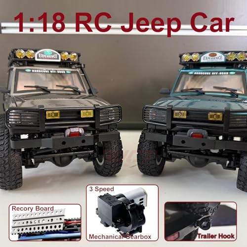 YUCT 1/18 RC Crawler 4WD Off-Road Truck, 2.4GHz All Terrain Rock Crawler | JXC LR1801 Portable Remote Control Car for Adults Outdoor Adventure (Matte Gray) - color: Matte Gray