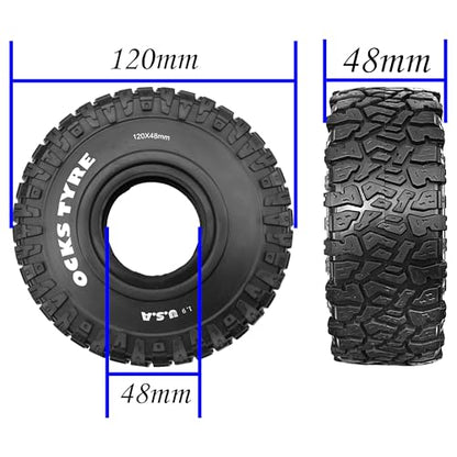 ShareGoo RC 1.9 Crawler Tires 1.9 inch Rubber Mud Tyre Tires OD 120mm Compatible with Axial SCX10 90046 AXI03007 Tamiya CC01 Redcat Gen8 RC4WD 1/10 RC Crawler 1.9 Beadlock Wheel Rims