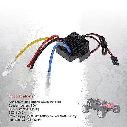 WP-1060-RTR Brushed 2S-3S 60A ESC for 1/10 Tamiya Redcat HSP HPI RC Car