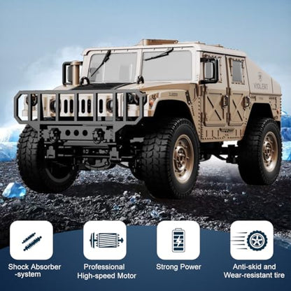 C8835 1:12 4WD Military RC Humvee 2.4G Off-Road Rock Crawler | Realistic military RC truck, 4-wheel drive climbing vehicle with stable 2.4GHz remote control for all terrains - color: C8835-yellow