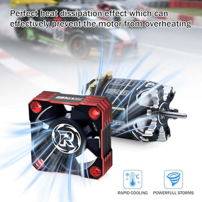 2Pack Motor Cooling Fan,28000RPM ESC Cooling Fan,HeatSink for 1/8 1/10 1/12 Scale Car 540 550 Brushless Motor (Black Red) - color: Black Red-2Pack