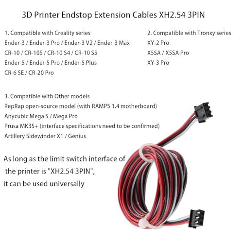 4Pcs 3D Printer Endstop Extension Cables XH2.54 3PIN Connector Cable 2 Meters, Ender 3 Limit Switch Extension Cable – Compatible with Creality Ender 3/5/CR10 – Extension Wire for Limit Switches, - style: 4Pcs 3D Printer Endstop Extension Cables