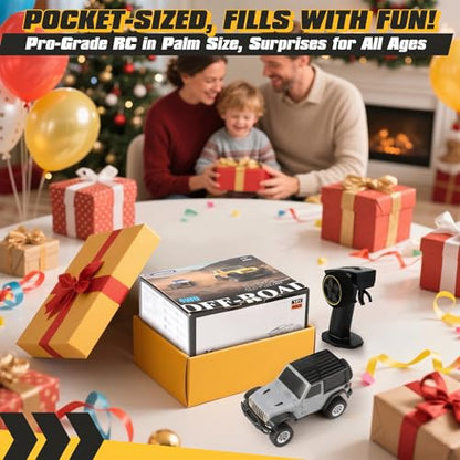 [2026 Upgrade 1/36 Mini RC Crawler, 4WD Micro Off Road Truck | Gray Micro RC Crawler, 1/36 RC Crawler Mini RC Truck Toys for Ages 8-14, Birthday Gifts for Boys Girls, RTR 2.4GHz - color: Gray