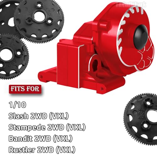 RC Upgrades Part for 1/10 Slash/Rustler/Stampede/Bandit 2WD (VXL) Drag Slash/Bigfoot,Transmission Gearbox & 48P Gear & Slipper Clutch Kit Pressure Plate & Complete Differential,Red - color: Red - (Upgrades Gearbox)