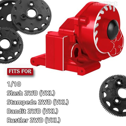 RC Upgrades Part for 1/10 Slash/Rustler/Stampede/Bandit 2WD (VXL) Drag Slash/Bigfoot,Transmission Gearbox & 48P Gear & Slipper Clutch Kit Pressure Plate & Complete Differential,Red - color: Red - (Upgrades Gearbox)