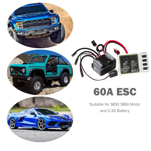 GOUPRC 60A Brushless RC ESC 2-3S Waterproof Electric Speed Controller with Programming Card for 1/10 Scale Accessories RC Truck Off-Road Car