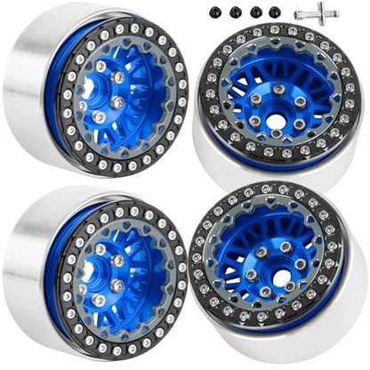RC 1.9" Beadlock Wheels 1.9 Beadlock Rims for 1/10 SCX10 90046 AX103007 TRX4 TRX6 Gen7 8 D90 VS4-10 MST CFX RC Crawler,Alloy Aluminium 1.9 rc Wheels 1.9 rc Rims w/Wheels Ring,Navy Blue - color: Navy Blue(4pcs)