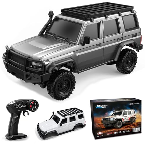1:43 Scale RC Crawler, HB-R43 Mini 4WD Off-Road RC Car for Adults Hobby Gifts Toys (Gray) - color: Gray