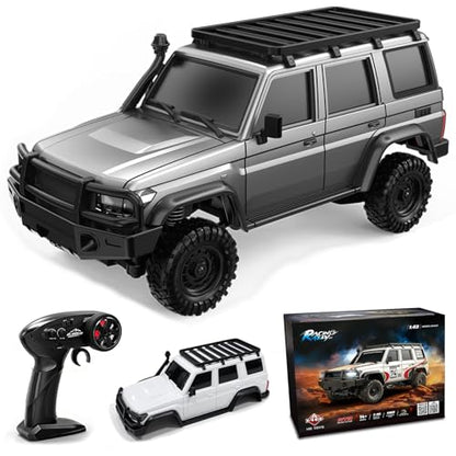 1:43 Scale RC Crawler, HB-R43 Mini 4WD Off-Road RC Car for Adults Hobby Gifts Toys (Gray) - color: Gray