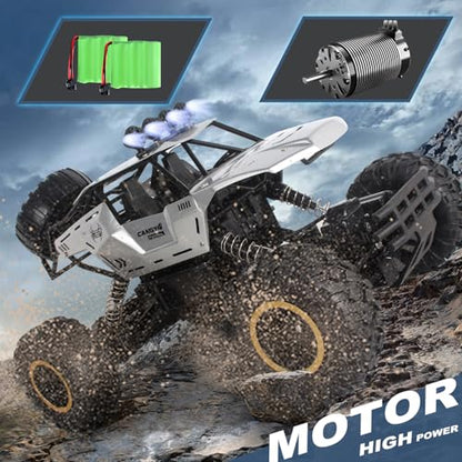 Remote Control Car 1:12 Off Road Truck, Metal Shell LED Headlights Offroad Monster RC Truck, RC Cars Toys for Boys 4-7 8-12 Year Old Kids, Gifts for Kids - color: Silver