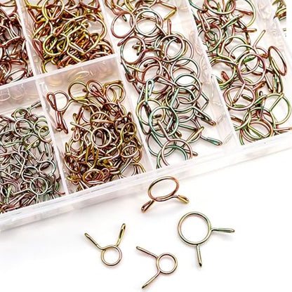 Tnisesm 310Pcs 5-13mm 9 Size Spring Clips Clamps Assortment Kit, Fuel Line Hose Tubing Spring Clips Clamps for Motorcycle Scooter ATV
