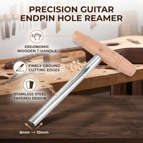 Bnineteenteam Guitar End Pin Hole Reamer,Guitar Peg Hole Reamer Guitar Tuning Peg Reamer Strap End Pin Drill Bit Tool