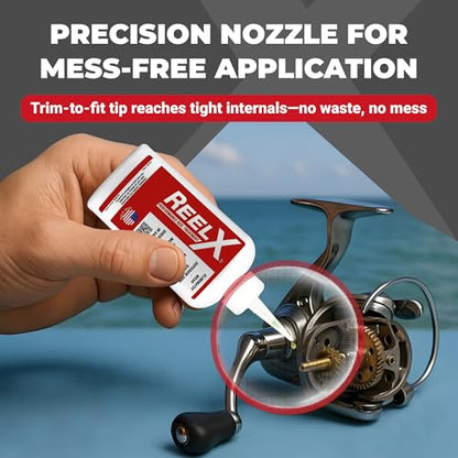 ReelX Fishing Reel Grease, Marine-Grade Anti-Rust Lubricant for Bearings, Spinning, Baitcasting, Spincast, Fly, Trolling & Electric Reels, Corrosion Prevention & Control - size: Oil 4oz Dropper