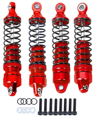Full Aluminum Big Bore RC Shocks Absorber Damper Upgrades Part for 1/18 Granite Grom Mega 380 Brushed 4x4 Monster Truck RTR,Front Rear Assembled Full Metal Shocks,4PCS Red - color: Red(4 pcs)