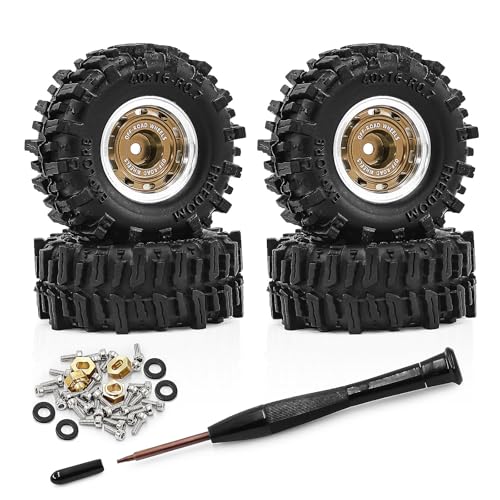 0.7" Aluminum Beadlock Wheels and Tires Set for 1/30 Axial SCX30 RC Crawler – Upgrade Parts (Bronze-296) - color: Bronze-296