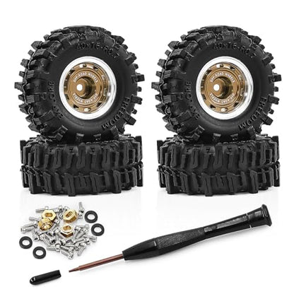 0.7" Aluminum Beadlock Wheels and Tires Set for 1/30 Axial SCX30 RC Crawler – Upgrade Parts (Bronze-296) - color: Bronze-296