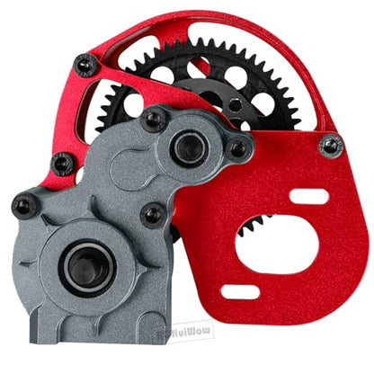 RC Aluminum Transmission Gearbox Upgrades Part for 1/10 SCX10, SCX10 II 90046 90047 Wraith,AX10 RC Crawler car,Alloy Center Transmission Gearbox,Titanium & Red - color: Titanium&red(1pc)