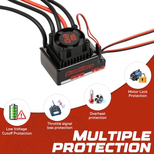 60A Waterproof Sensorless Brushless ESC with XT60 Plug 6V/6A BEC, Electronic Speed Controller Upgrade for 1/10 RC Car Buggy Short Course Truck Monster Truck
