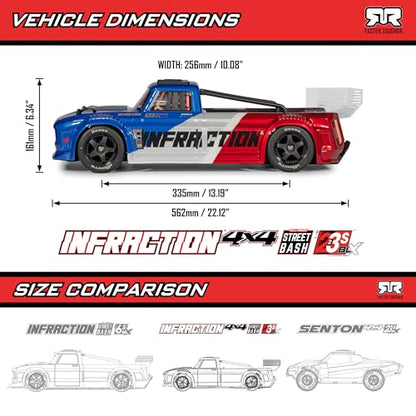 ARRMA Infraction 223S 1/8 RC Truck 4X4 Brushless, RTR, Teal/Pink | DSC, All-Road Street Bash, ARA4315V4T3, Lipo Battery and Charger Not Included - color: Teal/Pink