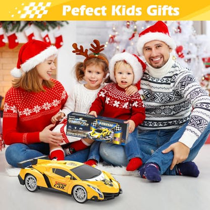 Growsland Remote Control Car, RC Cars for Kids 1:18 Electric Toy Car Hobby Racing Car Toys with Lights & Controller, Christmas Birthday Gift for 3 4 5 6 7 8 9 Year Old Boys Girls - color: Yellow