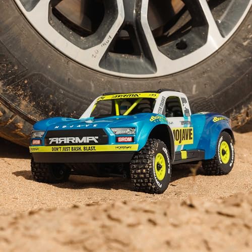 ARRMA Mojave GROM 4x4 RC Desert Truck, RTR, Blue/White | Smart Small Scale, Battery and Charger Included, ARA2104T2 - color: Blue