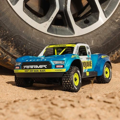 ARRMA Mojave GROM 4x4 RC Desert Truck, RTR, Blue/White | Smart Small Scale, Battery and Charger Included, ARA2104T2 - color: Blue