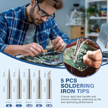 Soldering Tip Cleaning Kit | Include Flux Paste, Tip Tinner, Solder Wick, Iron Tips, Soldering Iron Tips Cleaner, Cleaning Sponge for Electronics Repair