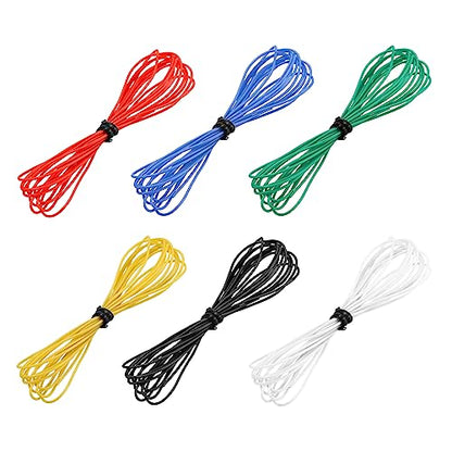 MECCANIXITY 30 Gauge Wire Silicone Wire 30AWG Electrical Wire Stranded Wire Tinned Copper Wire High Temp Hookup Wire 6 Color 1.5m/4.92ft for Car Model Electric Appliances 6pcs - size: 30AWG, 4.92ft