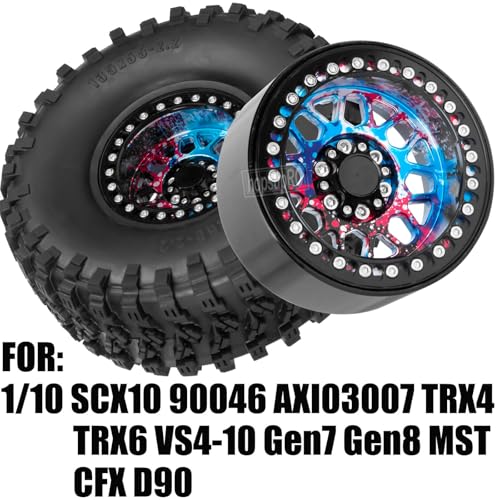 2.2 RC Wheels for 1/10 SCX10 90046 AXI03007 TRX4 TRX6 VS4-10 Gen7 Gen8 MST CFX D90,Aluminium RC Truck Tires Highway Tires 2.2" RC Wheels 2.2 Beadlock Wheel Rim RC Tires (135 * 55MM),Colour - color: Colour/4pcs