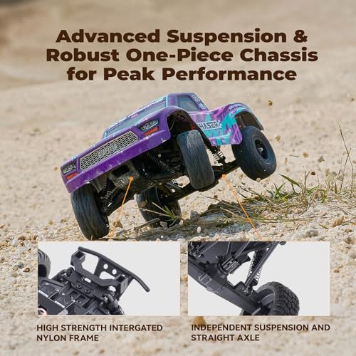 FMS FSC24 Chaser 1/24 RC Car 4X4 Off-Road High-Speed Short-Course Truck, 2 Speed Transmission, Brushless-Ready and 30-Minute Runtime，2.4GHz Electric Vehicle Toys Gifts for Adults (Purple) - color: Purple