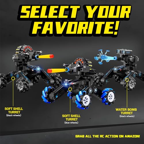 RC Tank that Shoots, Gesture Sensing RC Tank for Boys 8-12 | Hand Gesture & Remote Drift Remote Control Trucks, 2.4GHz Battle Soft Bullets, Spray, Music, LED Lights, Kids Gift - color: Blue & Soft Bullets