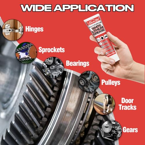 AstraVox White Lithium Grease, Multi-Purpose Lubricant Lithium Grease | with Brush for Hinges, Bearings, Gears, and Garage Doors, Ideal for Automotive, Marine, Industrial, and Household Use (1)