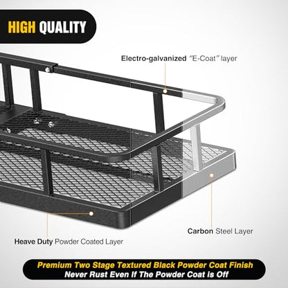 Nilight 60" x 24"x 7.87" Carrier & 5/8" Pin Clip Fits 2-Inch Receiver 500 Lbs Heavy Duty Capacity Luggage Basket Fold Up for SUV Pickup Camping Traveling - style: 24"x 60"x 7.87" Hitch Basket