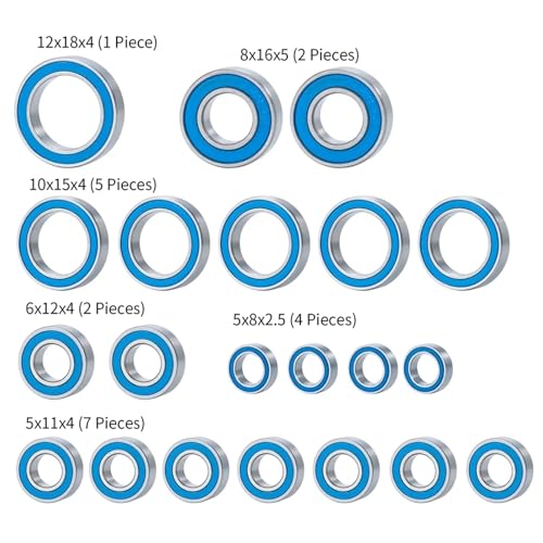 Bearing Kit for Slash 4x4 for Rustler for Stampede for Telluride 4WD 21PCS Sealed Bearings Set for 1/10 RC Crawler Car Upgrade Parts