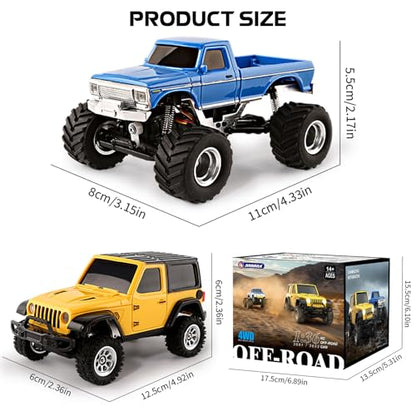 1:36 Mini RC Crawler, JABAILE 3602 4WD Off-Road RC Truck RTR for Adults Hobby Gifts Toys (Red) - color: Red