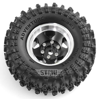 STMU 1.3'' Beadlock Wheel Tires for 1/18 1/24 TRX4M SCX24 FCX18 FCX24 RC Crawler Car (Black) - color: Black