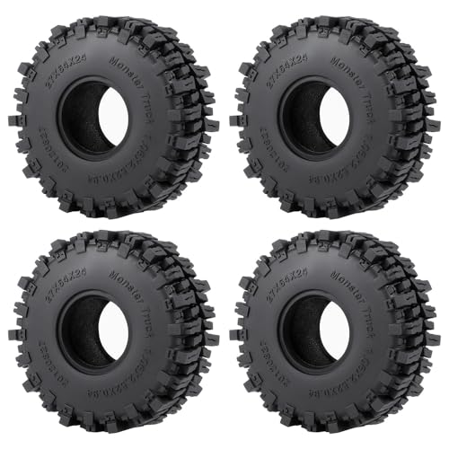 MOHERO 4Pcs 1.1 Tires - 64mm All Terrain Soft Sticky Tires for 1/18 TRX4M 1/24 SCX24 RC Crawlers Car Upgrade Parts(Style B) - color: Style B