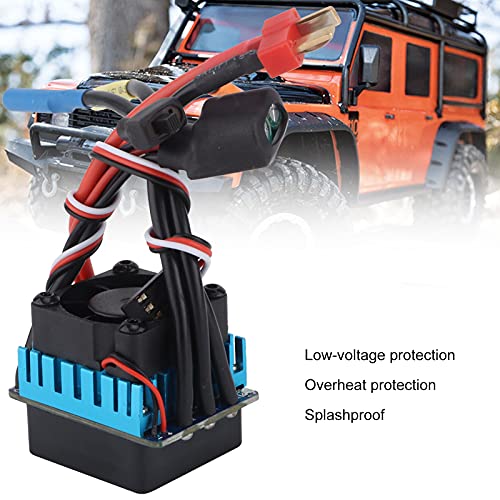 RC 45A ESC, Waterproof 4 Poles Sensorless Brushless Speed Controller, High Performance ESC for 1/10 RC Cars with Aluminum Alloy Heat Sink, 2 - 3S Lithium Battery Compatible