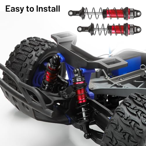 RC Car Shock, daitoku Shock Absorber Front & Rear for 1/10 Traxxas Slash 2WD/4X4 Hoss Rustler 4X4 VXL Bandit Nitro Stampede Replacement of 5862 - Red - color: Red