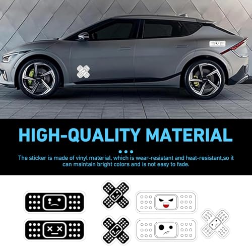 WZP 7PCS Car Bandage Decals, Funny Band Aid Bandage Bumper Stickers, Waterproof Decorative Band Decals for Dent Ding, 2 Shapes, Universal Car Exterior Decor Accessories for Sedan, Truck, SUV (Black)