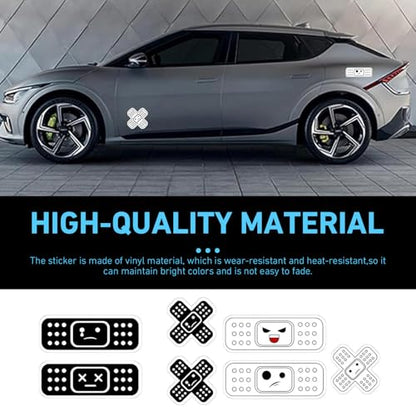 WZP 7PCS Car Bandage Decals, Funny Band Aid Bandage Bumper Stickers, Waterproof Decorative Band Decals for Dent Ding, 2 Shapes, Universal Car Exterior Decor Accessories for Sedan, Truck, SUV (Black)