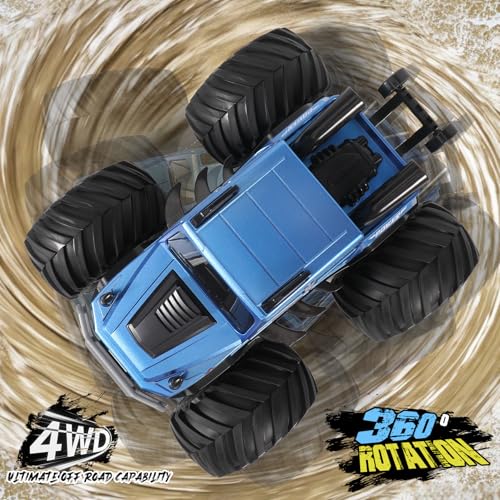 HENGI Amphibious Remote Control Car, RC Monster Truck, 2.4GHZ 1:16 Waterproof All-Terrain Off-Road RC Cars Toys, Pool Toys Gifts for Boys and Girls Age 8-12 (Blue)