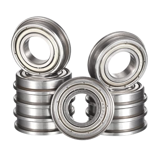 F6900ZZ Flanged Ball Bearing, ID 10mm x OD 22mm x Width 6mm Double Metal Shielded Deep Groove Bearings, Pre-Lubricated (GCr15) Chrome Steel 10pcs - size: F6900ZZ 10mmx22mmx6mm