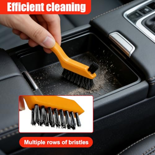 Craedli 3PCS Nylon Brushes for Cleaning, Non-Scratch Small Crevice Cleaning Brushes with Ergonomic Handle for Tight Spaces, Universal Car Detailing Brush Set for Cleaning Dust in Holes (Yellow) - color: Yellow
