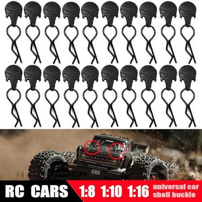 STMU 30pcs Universal RC Car Body Clips w/Pull Tabs R Pins for 1/8 Scale Losi Arrma Axial and All 1/8 Redcat HPI HSP Exceed Truck Buggy Shell Replacement Parts (1:8(30PCS)) - size: 1:8(30PCS)