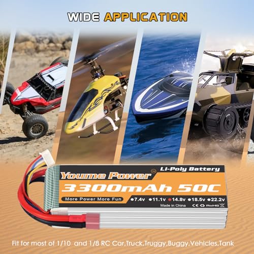 Lipo 4S Battery 14.8v 3300mAh 50C T Plug for RC Airplane Drone Boat 2 Packs | 14.8V 3300mAh soft case lipo pack 50C T Plug for RC car truck quadcopter model. 2 batteries for extended running time - style: 2x 14.8V 3300mAh