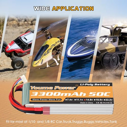 Lipo 4S Battery 14.8v 3300mAh 50C T Plug for RC Airplane Drone Boat 2 Packs | 14.8V 3300mAh soft case lipo pack 50C T Plug for RC car truck quadcopter model. 2 batteries for extended running time - style: 2x 14.8V 3300mAh