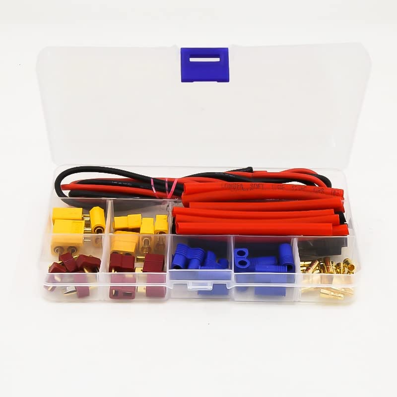 딘 T 플러그 EC3 XT60 RC FPV 드론 Lipo 배터리 용 14AWG 실리콘 와이어/열 수축 튜브가있는 남성 여성 어댑터 커넥터