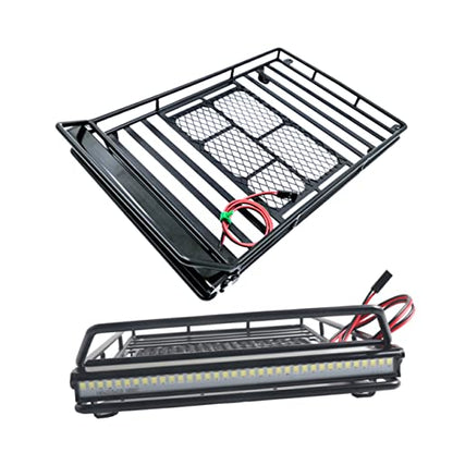 Car Roof Luggage Bracket with Light for Crawler Storage Rack for Simulation Accessories Strong Fixation Black Cargo Holder for Vehicle Roof Use - size: 24.80X14.10X2.30CM